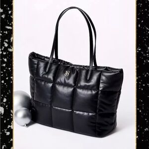 NEW Victoria’s Secret Black Quilted Puffer Tote Limited Edition Large Purse Bag